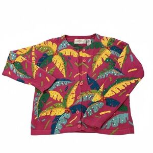 Vintage Vibrant Women's Tropical Cardigan Sweater by Philip and Jane Gordon